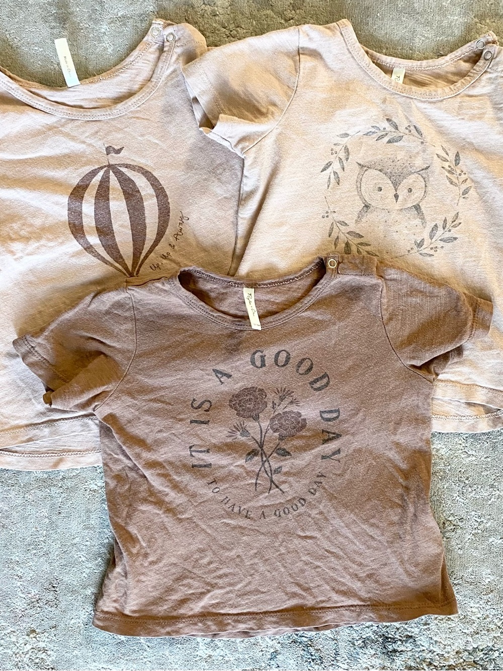 Rylee + Cru Short Sleeve Graphic Tee Trio in Dusty Mauve & Taupe